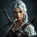 Alluring full body portrait of a beautiful Ciri in Witcher 3 style as an Assassin, 8k, Highly Detailed, Intricate, Photo Realistic, Sharp Focus, Volumetric Lighting, Fantasy, Elegant