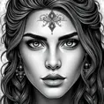 Black & White portrait of Kassandra, Highly Detailed, Intricate, Artstation, Beautiful, Digital Painting, Sharp Focus, Concept Art, Elegant