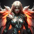 Alluring portrait of an angelic winged Kayle from League of Legends, Highly Detailed, Half Body, Photo Realistic, Sharp Focus, Octane Render, Unreal Engine, Volumetric Lighting, Fantasy