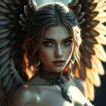 Alluring matte portrait of a beautiful Kassandra with wings, 8k, Highly Detailed, Intricate, Half Body, Realistic, Sharp Focus, Volumetric Lighting, Fantasy, Elegant by Stanley Artgerm Lau, Alphonse Mucha, WLOP