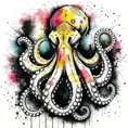 Octopus, Highly Detailed, Intricate, Color Splash, Ink Art, Fantasy, Dark