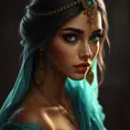 Alluring matte portrait of Princess Jasmine in the style of Stefan Kostic, 4k, 4k resolution, 8k, HD, High Definition, High Resolution, Highly Detailed, HQ, Hyper Detailed, Intricate Artwork, Ultra Detailed, Digital Painting, Matte Painting, Realistic, Sharp Focus, Dim light, Fantasy