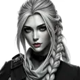 Black and White matte portrait of a beautiful Ciri from the Witcher 3, Highly Detailed, Beautiful, Glamour Shot, Elegant