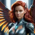 Alluring matte portrait of a beautiful red haired alien winged Sarah Kerrigan, 8k, Highly Detailed, Intricate, Half Body, Realistic, Sharp Focus, Volumetric Lighting, Fantasy, Elegant by Stanley Artgerm Lau, WLOP, Stefan Kostic