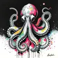 Octopus, Highly Detailed, Intricate, Color Splash, Ink Art, Fantasy, Dark