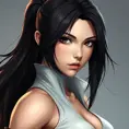 Matte portrait of a fierce Tifa Lockhart from final fantasy in white, Highly Detailed, Half Body, Beautiful, Sharp Focus, Elegant