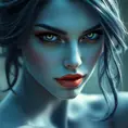 Alluring matte portrait of a beautiful Mystique from Xmen in the style of Stefan Kostic, 8k, Highly Detailed, Intricate, Half Body, Realistic, Sharp Focus, Volumetric Lighting, Fantasy, Elegant by Stanley Artgerm Lau