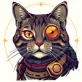 Steampunk portrait of a cat, clean vector, colorful illustration, inspired by future technology, Highly Detailed, Vintage Illustration, Steampunk, Smooth, Vector Art, Colorful by Stanley Artgerm Lau