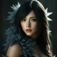 Alluring matte portrait of a beautiful Tifa Lockhart wearing feathers, 8k, Highly Detailed, Intricate, Half Body, Realistic, Sharp Focus, Volumetric Lighting, Fantasy, Elegant by Stanley Artgerm Lau, Alphonse Mucha, WLOP