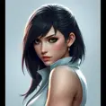 Matte portrait of a fierce Tifa Lockhart from final fantasy in white, Highly Detailed, Half Body, Beautiful, Sharp Focus, Elegant by Stefan Kostic