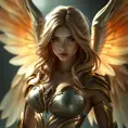 Alluring portrait of a beautiful winged Kayle from League of Legends, 8k, Highly Detailed, Half Body, Photo Realistic, Sharp Focus, Octane Render, Unreal Engine, Volumetric Lighting, Fantasy by Stanley Artgerm Lau, Alphonse Mucha, WLOP