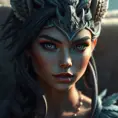 Matte portrait of the beautiful Nidalee from league of legends with feathers, Highly Detailed, Intricate, Realistic, Sharp Focus, Volumetric Lighting, Fantasy, Elegant