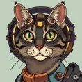 Steampunk portrait of a cat, clean vector, colorful illustration, inspired by future technology, Highly Detailed, Vintage Illustration, Steampunk, Smooth, Vector Art, Colorful by Stanley Artgerm Lau