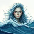 "magical ocean goddess", water, spray, waves, flowing hair, head and shoulders portrait, finely drawn eyes, 8k, Fantasy