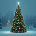 A large green christamas tree in snow lit full of christmas decorations, 8k, Highly Detailed, Digital Painting, Photo Realistic, Sharp Focus, Octane Render, Unreal Engine, Volumetric Lighting