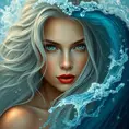 "magical ocean goddess", water, spray, waves, flowing hair, head and shoulders portrait, finely drawn eyes, 8k, Photo Realistic, Fantasy by Stefan Kostic