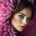 Matte portrait of the beautiful Katarina with feathers, Highly Detailed, Intricate, Realistic, Sharp Focus, Volumetric Lighting, Fantasy, Elegant