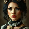 Steampunk portrait of Morena Baccarin, Highly Detailed, Beautiful, Photo Realistic, Sharp Focus, Elegant