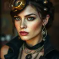 Steampunk portrait of Morena Baccarin, Highly Detailed, Beautiful, Photo Realistic, Sharp Focus, Elegant