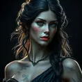 Matte portrait of the beautiful Artemis in dark blue, 8k, Highly Detailed, Intricate, Realistic, Sharp Focus, Volumetric Lighting, Fantasy, Elegant by Stanley Artgerm Lau, WLOP, Stefan Kostic