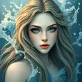 "magical ocean goddess", water, spray, waves, flowing hair, head and shoulders portrait, finely drawn eyes, 8k, Fantasy