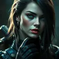 Alluring matte portrait of a beautiful Rogue from Xmen in the style of Stefan Kostic, 8k, Highly Detailed, Intricate, Half Body, Realistic, Sharp Focus, Volumetric Lighting, Fantasy, Elegant by Stanley Artgerm Lau