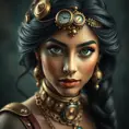 Steampunk portrait of Princess Jasmine, Highly Detailed, Beautiful, Photo Realistic, Sharp Focus, Elegant