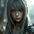 Alluring matte portrait of a beautiful ashen haired A2 from Nier Automata in the style of Stefan Kostic, Highly Detailed, Full Body, Bokeh effect, Photo Realistic, Sharp Focus