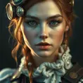 Steampunk portrait of Aloy, Highly Detailed, Beautiful, Photo Realistic, Sharp Focus, Elegant