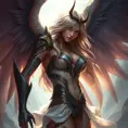 Alluring portrait of a beautiful winged Kayle from League of Legends, Highly Detailed, Half Body, Sharp Focus, Fantasy