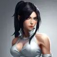 Matte portrait of a fierce Tifa Lockhart from final fantasy in white, Highly Detailed, Half Body, Beautiful, Sharp Focus, Elegant