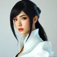 Matte portrait of Tifa Lockhart from final fantasy in white, Highly Detailed, Half Body, Beautiful, Sharp Focus, Elegant by Stefan Kostic