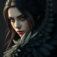 Matte portrait of the beautiful Yennefer with feathers, Highly Detailed, Intricate, Realistic, Sharp Focus, Volumetric Lighting, Fantasy, Elegant