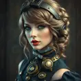 Steampunk portrait of Tayor Swift, Highly Detailed, Beautiful, Photo Realistic, Sharp Focus, Elegant