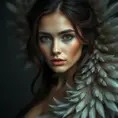 Matte portrait of the beautiful Laura Kinney with feathers, Highly Detailed, Intricate, Realistic, Sharp Focus, Volumetric Lighting, Fantasy, Elegant