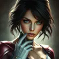 Alluring matte portrait of a beautiful Kitty Pryde from Xmen in the style of Stefan Kostic, 8k, Highly Detailed, Intricate, Half Body, Realistic, Sharp Focus, Volumetric Lighting, Fantasy, Elegant by Stanley Artgerm Lau, Greg Rutkowski