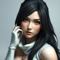 Matte portrait of Tifa Lockhart from final fantasy in white, Highly Detailed, Half Body, Beautiful, Sharp Focus, Elegant by Stanley Artgerm Lau