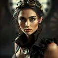 Steampunk portrait of Morena Baccarin, Highly Detailed, Beautiful, Photo Realistic, Sharp Focus, Elegant