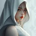 Matte portrait of a mysterious Fiora in white, Intricate, Half Body, Sharp Focus, Anime, Elegant