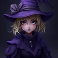 Matte portrait of a mysterious kiki the witch in purple, Intricate, Half Body, Sharp Focus, Anime, Elegant