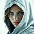 Matte portrait of the beautiful Kassandra from Assassins Creed in white, Highly Detailed, Intricate, Realistic, Sharp Focus, Volumetric Lighting, Fantasy, Elegant