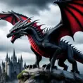 Dragon with red eyes, Gothic and Fantasy, Matte Painting