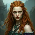 Merida of DunBroch, Intricate Artwork, Intricate Details, Half Body, Beautiful, Matte Painting, Sharp Focus, Portrait, Fantasy, Threatening by Stefan Kostic