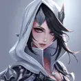 Matte portrait of a mysterious Fiora from League of Legends in white, Intricate, Half Body, Sharp Focus, Anime, Elegant