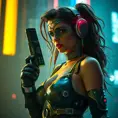 Photo of cyberpunk wonder woman, Cybernatic and Sci-Fi, Sci-Fi, Volumetric Lighting