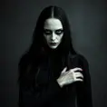 American Gothic Morticia Addams, Gothic and Fantasy, Half Body, Portrait, Threatening by Stefan Kostic