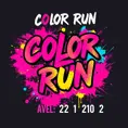 poster graphic for a color run event. Graffiti feel in a vector style, Poster