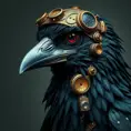 Steampunk portrait of a Crow, inspired by future technology, Highly Detailed, Steampunk