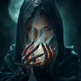 Veiled female necromancer, Gothic and Fantasy, Elden Ring, Photo Realistic, Dynamic Lighting by Stanley Artgerm Lau