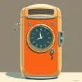 A Time Machine designed by Dieter Rams. stunning industrial design. Natural colors, mid century modern design, Vintage Illustration, Retro-Futurism, Vector Art by Stanley Artgerm Lau